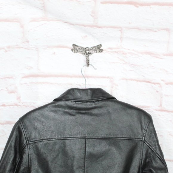 Wilsons Black Nylon Lined Zip Up Insulated Genuine Leather Jacket Size M - Picture 5 of 12